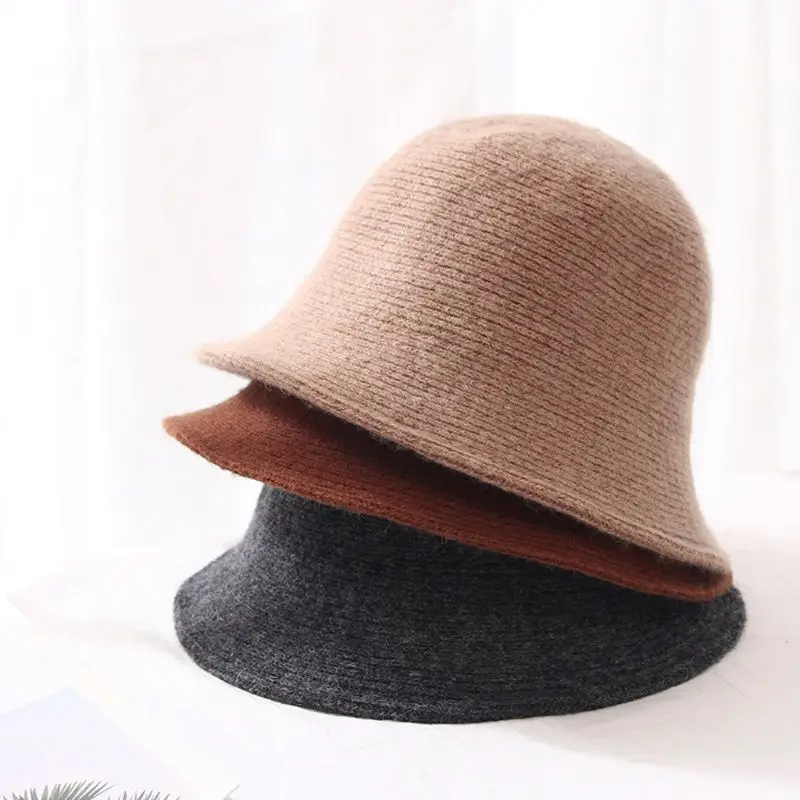 Женская элегантная вязанная теплая шапка, шерстяная шапка, зимняя Складная шапка M6CD