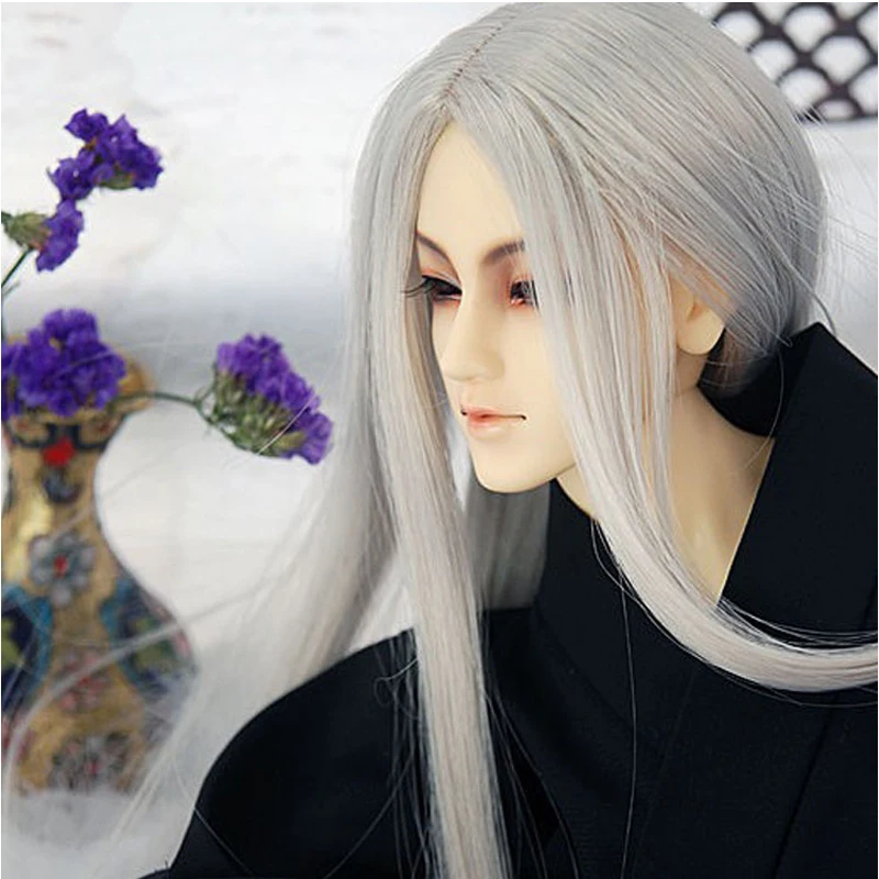 

D03-P329 children toy BJD DD SD MSD 1/4 1/6 1/3 doll's Accessoriess wig Ancient style silver gray long straight hair 1pcs