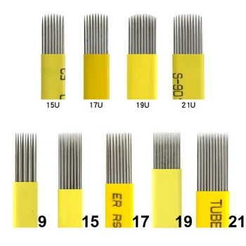 

DOUBLE ROW 100pcs Microblading 9/15/17/19/21/14 Pin Shading Blade Tattoo Needles Microblading Needle Fog Eyebrow & Lips Needles