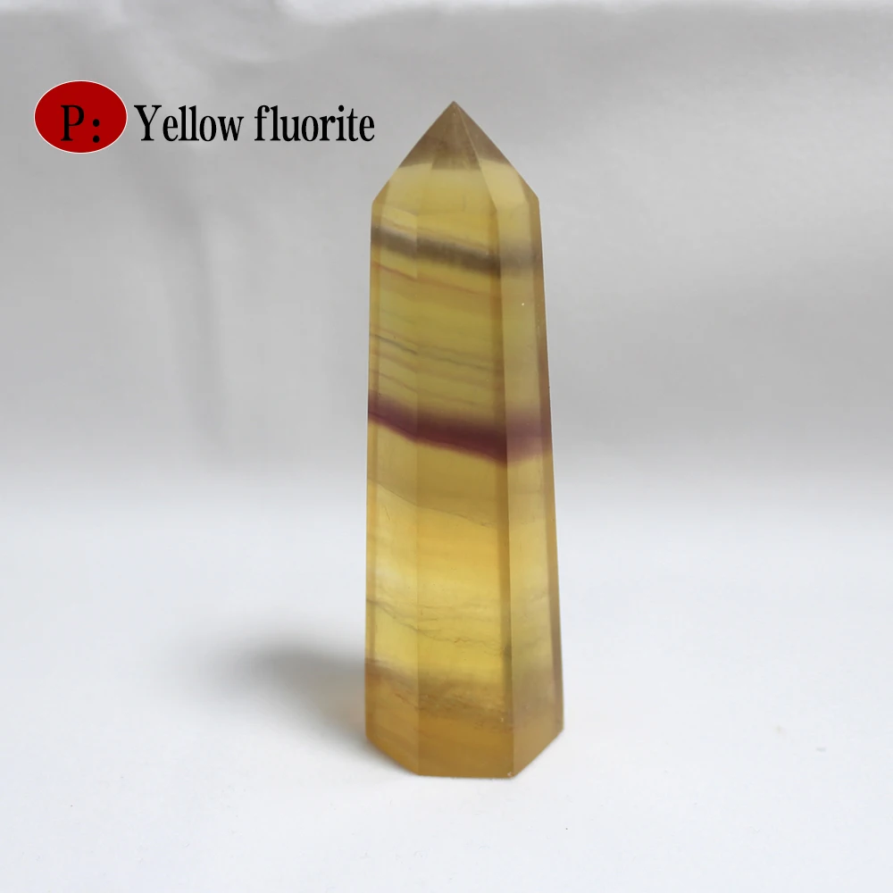 Yellow fluorite 85-90 мм камень точка башня Wicca целебный Кристалл шестиугольник природные минералы волшебная палочка домашний декор Свадьба аметист розовый кварц - Цвет: Yellow fluorite