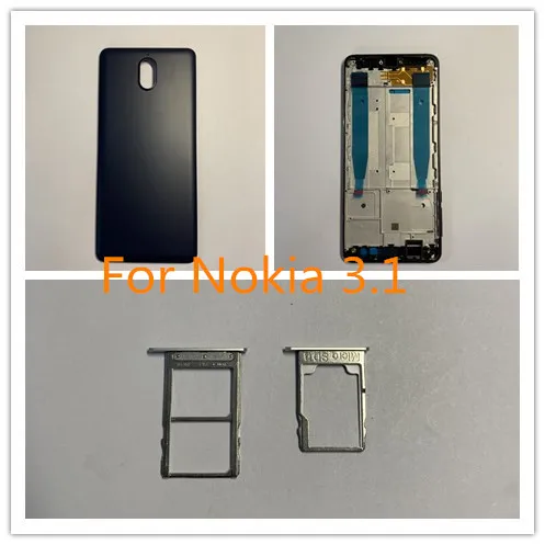 Задняя крышка для Nokia 3 1 задняя задней двери корпус средняя рамка лицевая панель