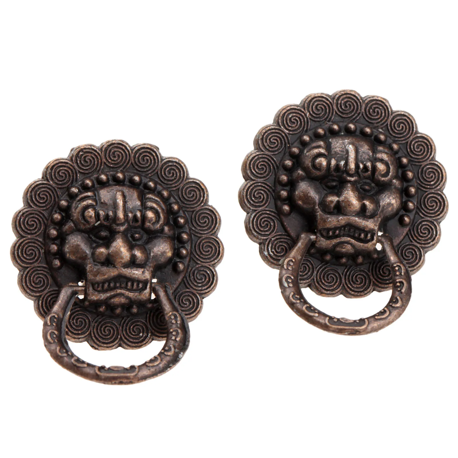 2 шт. железные ручки голова льва старинная медная ручка для дверного кольца