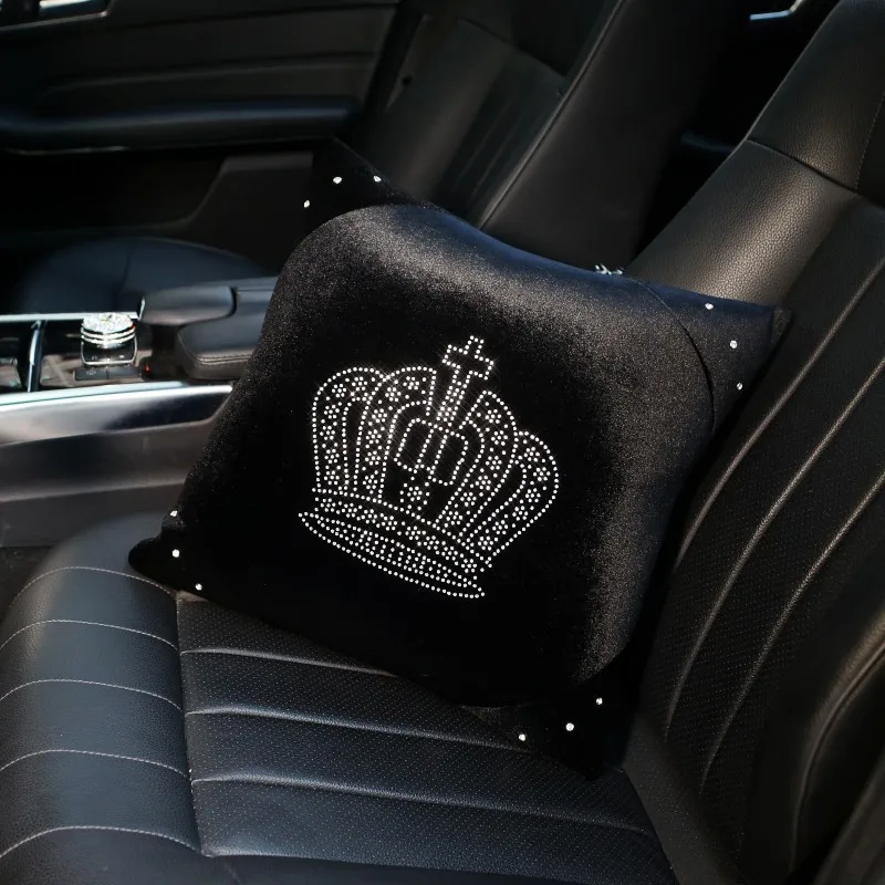 Black Camellia Flower Car Seat Leather Lumbar Pillow With Crystal  Rhinestones And Leather Interior Decoration From Skywhite, $5.4
