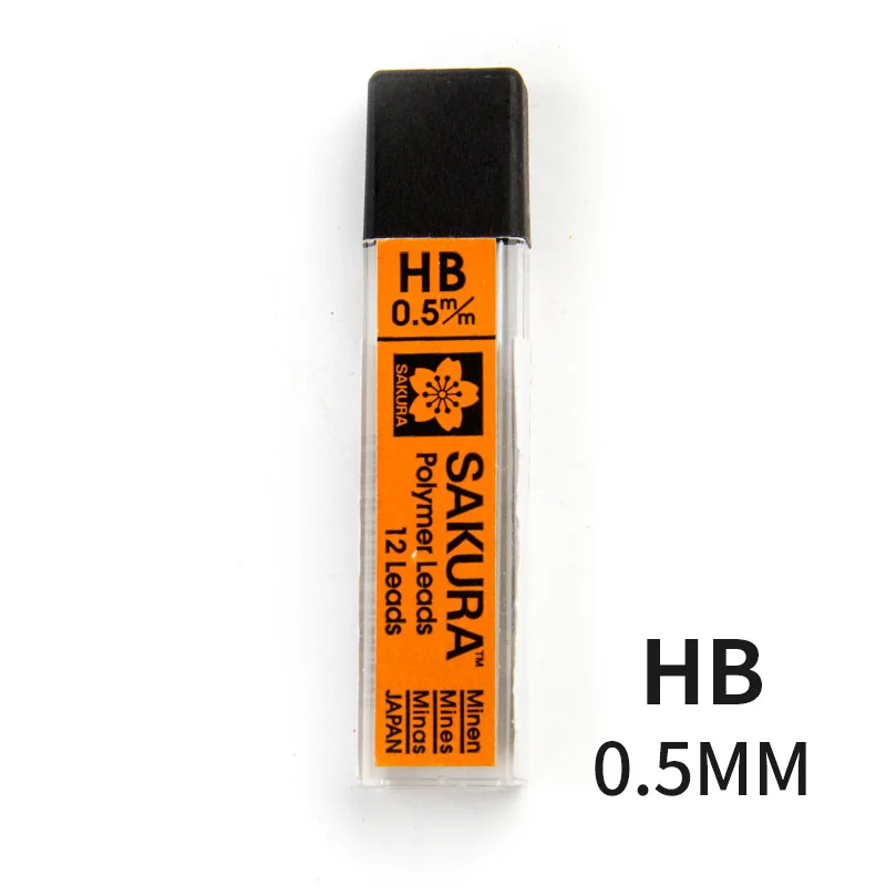 HB-0.5mm-1pcs SAKURA грифель для механического карандаша автоматические карандаши графитные грифели заменить свинцово 2B/2 х/б/HB 0,3/0,5/0,7/0,9 мм студенческие канцелярские принадлежности - Цвет: HB-0.5mm-1pcs