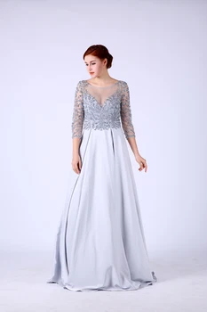 

Evening Dresses Long 2020 V-neck See- through Long Length A Line In Women' Dresses Plus Size