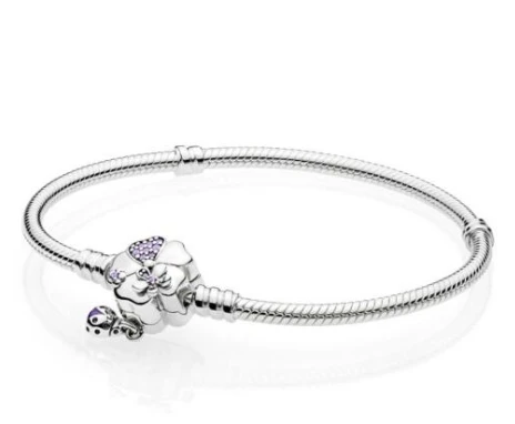 925 пробы серебряный браслет с цветочным орнаментом в виде дикого цветка луга, цепочка-змейка, браслет с бусинами, очаровательное модное ювелирное изделие