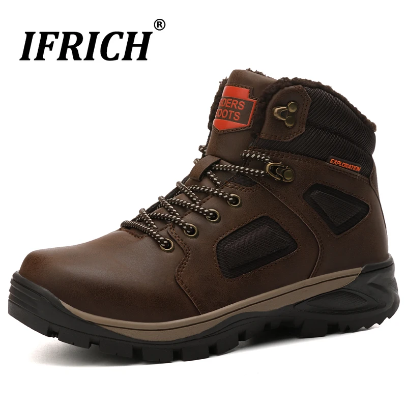

Winter 2019 Working Boot For Men With Fur Men Army Military Boots Non-Slip Trekking Boots Mens Big Size Outdoor Snow Boots Man