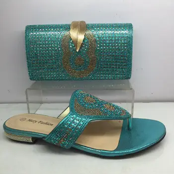 

Popular sky blue African lower heel shoes and clutch bag set nice party sliiper with handbag GY44, heel height 3cm