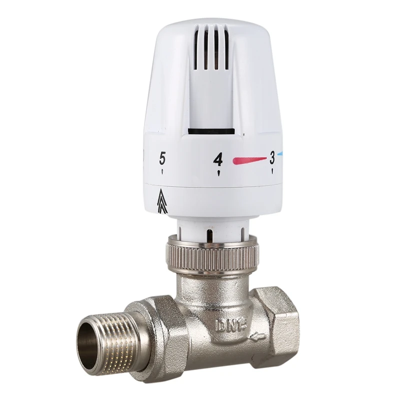 

Brass Thermostatic Radiator Valve Straight Type Automatic Temperature Control Valve Floor Heating