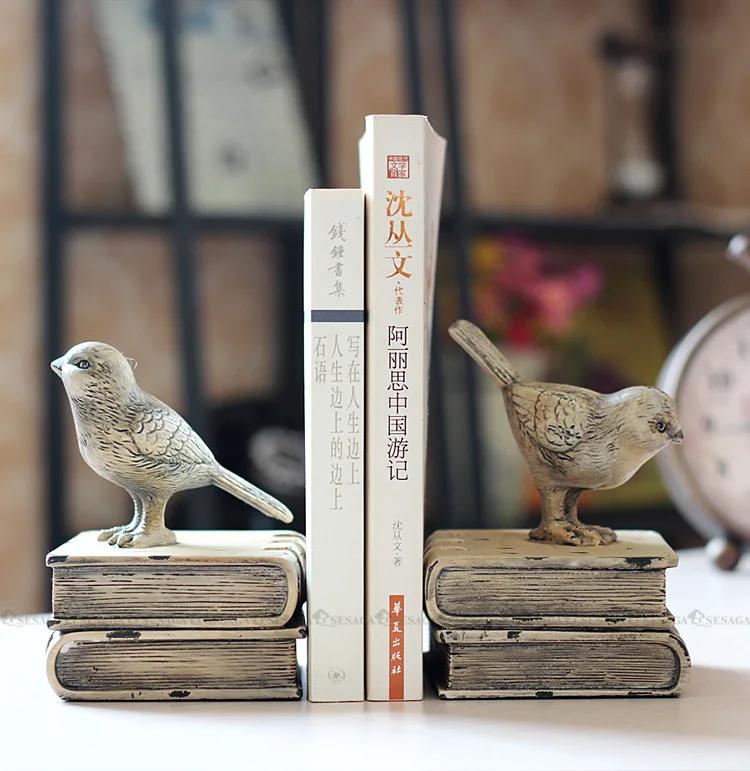Винтажный книжный наконечник с птицами из смолы для полок держатель подставка