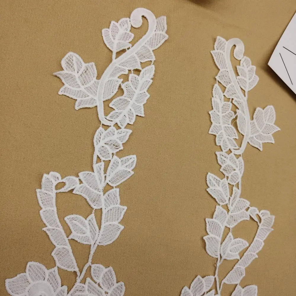 1 пара Кружевная аппликация длинный вырез воротник Аппликации вышивка кружевная