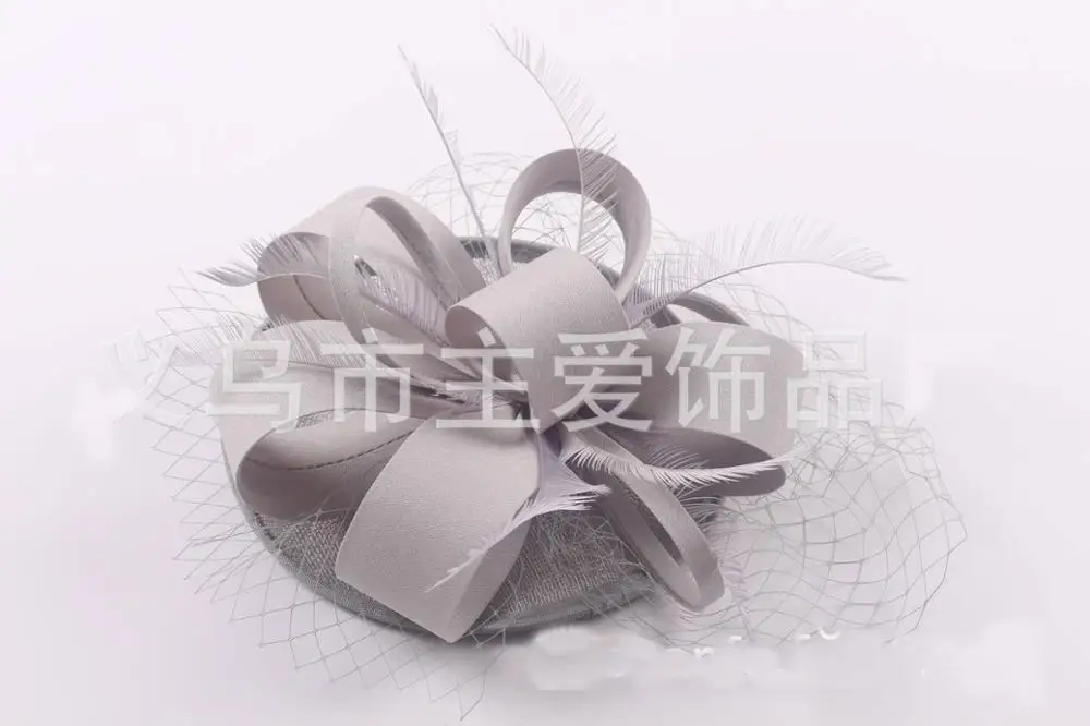 Light gray Mingli Tengda винтажные Свадебные шляпы и вуалетки для невесты Элегантные Свадебные шляпы для женщин Свадебные аксессуары для волос - Цвет: Light gray
