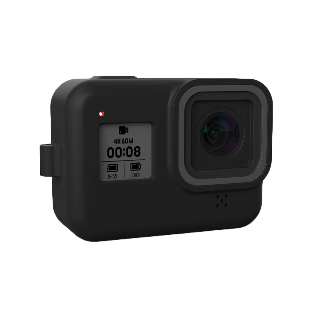 Black Силиконовый чехол для GoPro Hero 8, защитный силиконовый чехол, чехол для GoPro Hero 8, черный, аксессуары для экшн-камеры - Цвет: Black