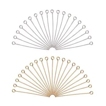 

160pcs 40mm Silver And Golden Color 304 Stainless Steel Eye Pin