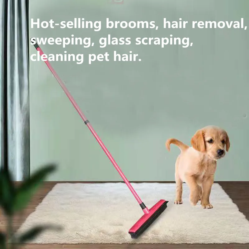 

In Stock Floor Hair Broom Dust Scraper & Pet Rubber Brush Carpet Cleaner Sweeper No Hand Wash Mop Clean Wipe Window Tool