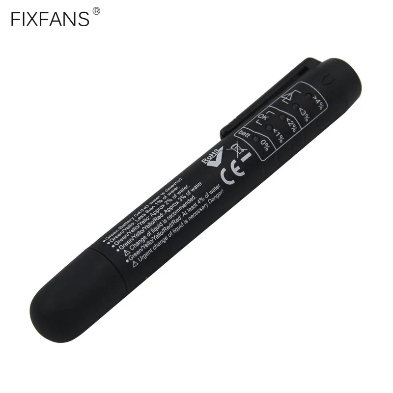 

FIXFANS Brake Fluid Liquid Tester Pen with 5 LED Indicators Calibrated for DOT3 DOT4 Brake Fluid Automotive Car Testing Tool