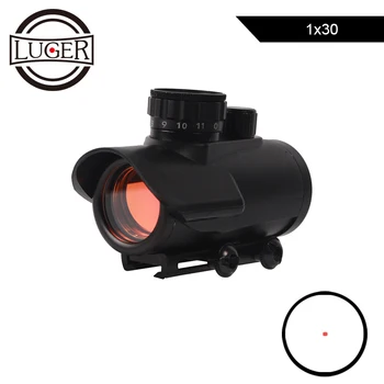 

LUGER Red Dot Sight Scope 1 x 30 Collimator Sight Rifle Scope 11mm & 20mm Weaver Rail Mount for Hunting Optical Sight Riflescope