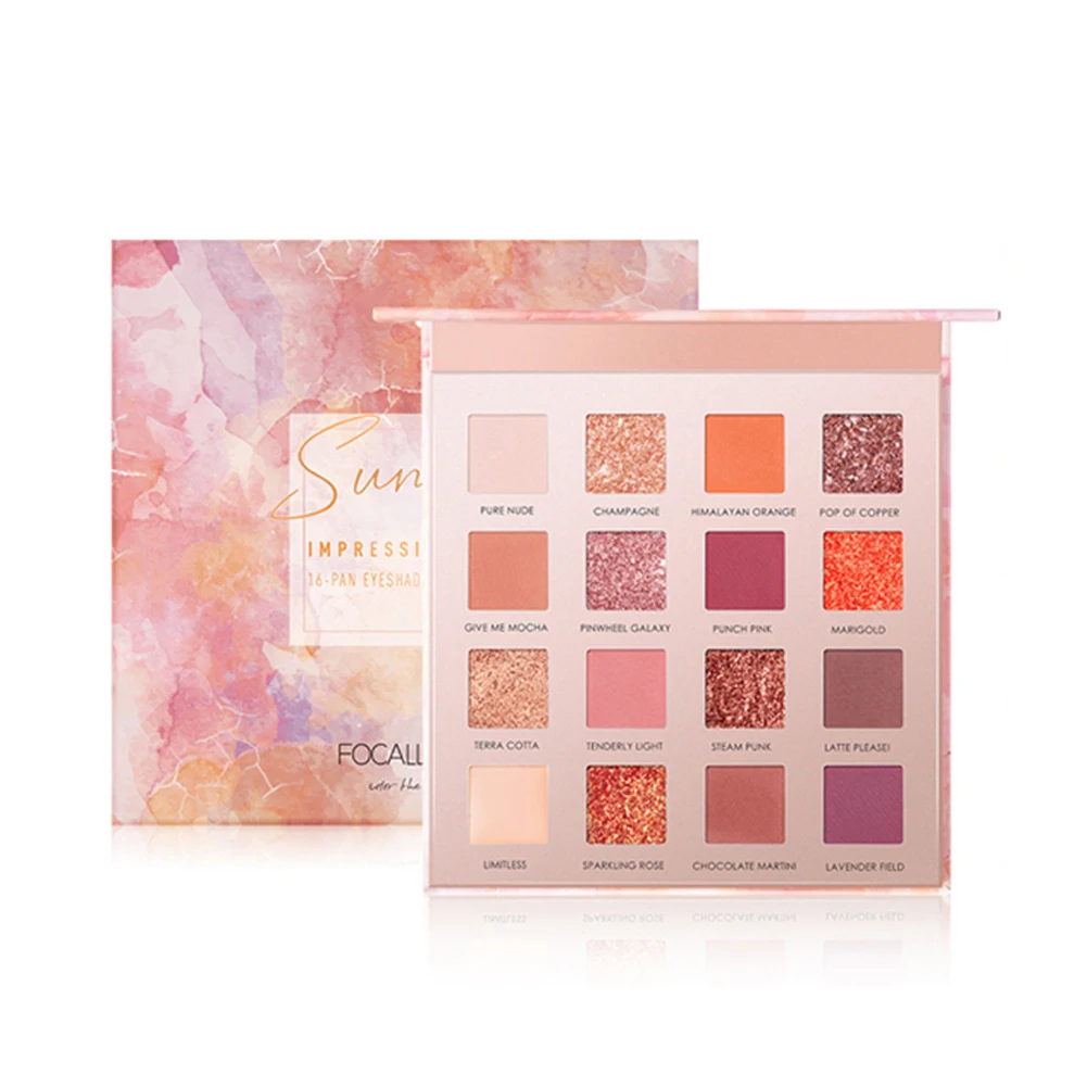 

FOCALLURE 16-color Eyeshadow Pearly Matte Eye Shadow Palette Shimmer Shiny Matte Desert Rose Versatile Eye Shadow Set