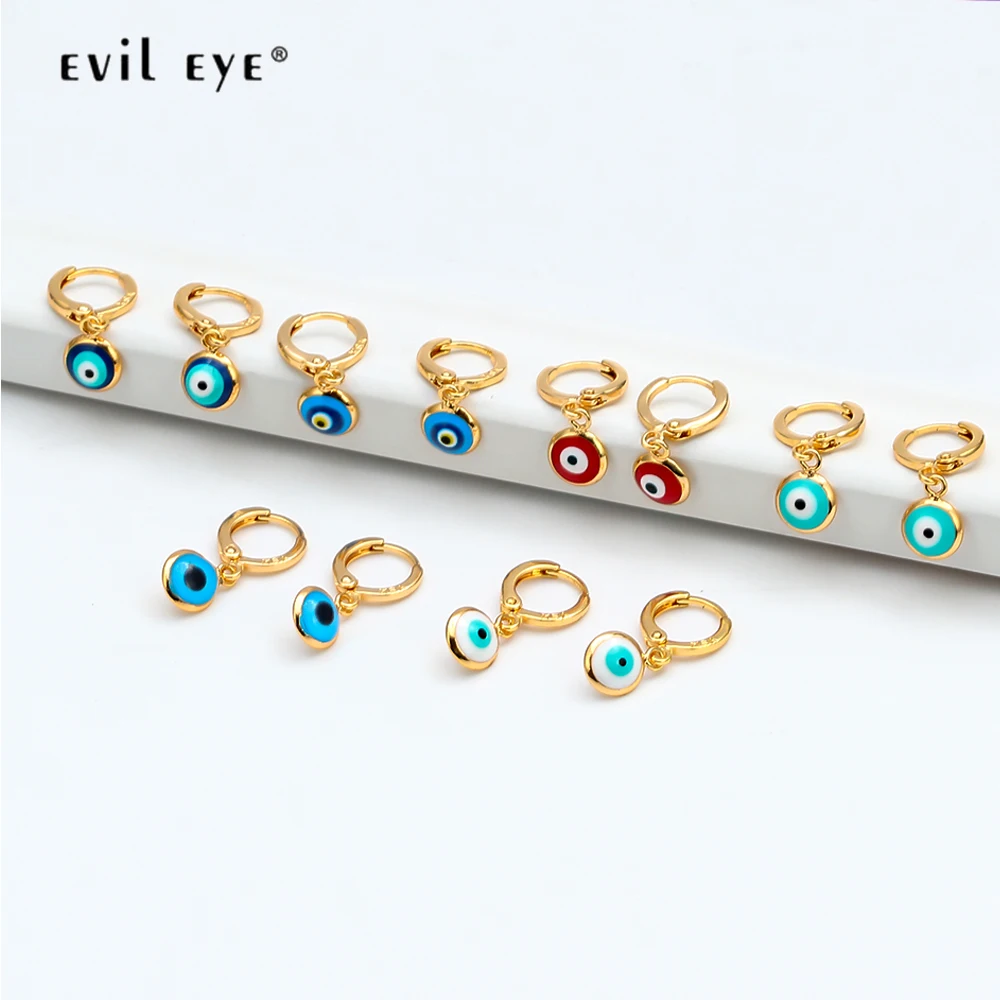 EVIL EYE золотистые серьги-подвески Цвет Медь Висячие красные синие турецкий глаз висячие серьги модные украшения для женщин Дамские EY6456
