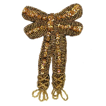 

Fashion Bow Tie Patches Sequin Beaded Collar Bow knot Patches Sew on Women Dress Clothes Appliques Badge 5 pieces