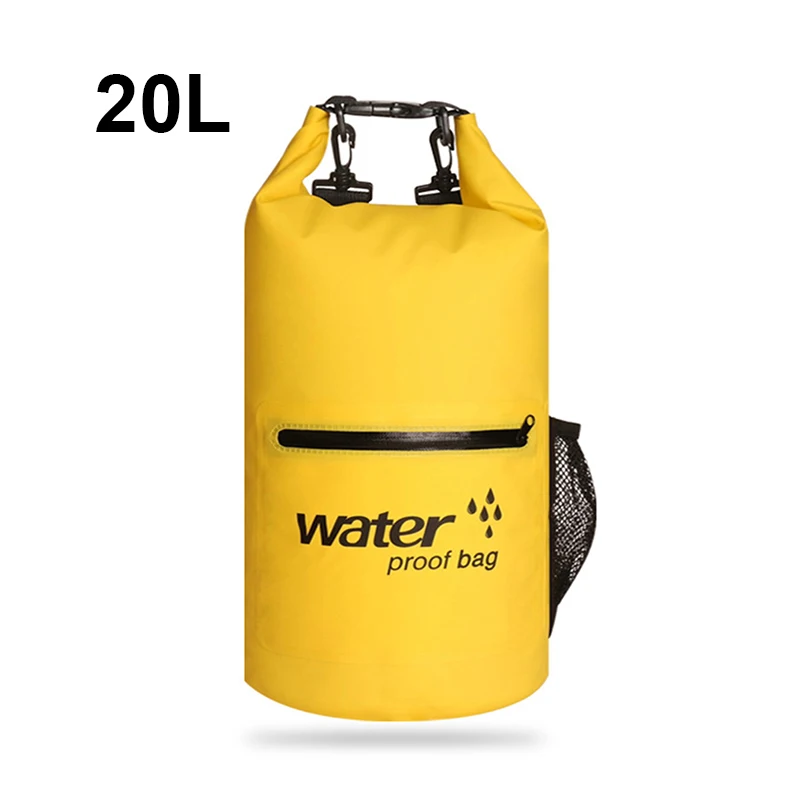 yellow 20L 10л 20л Открытый сухой мешок водонепроницаемый мешок воды рыбалка плавание рафтинг Каякинг парусное каноэ Спортивная Сумка Пляжная водонепроницаемая ПВХ сумка - Цвет: yellow 20L