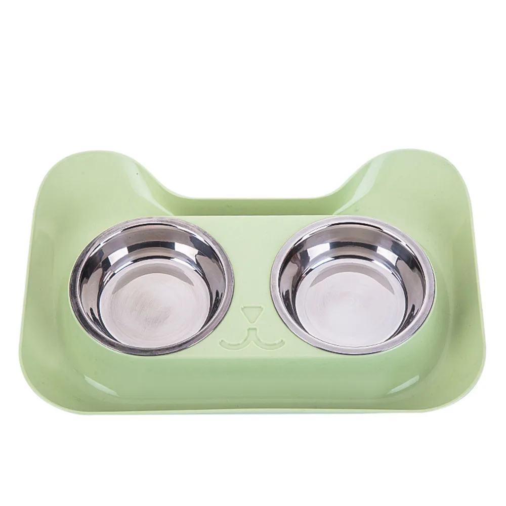 1PC New Non-spill & Non-skid Design Double Dog Cat Bowls Durable Stainless Steel For Pet Food And Water Elevated Feeder Cat Bowl (8)