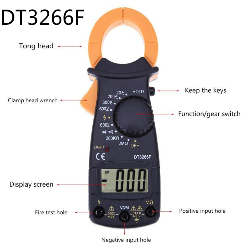 ЖК-цифровой клещи DT3266E/DT3266F клещи обновленная версия мультиметр 600A AC/DC ток тестер напряжения клещи