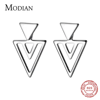 

Modian Authentic 925 Sterling Silver Unique Design Triangle 2 PCS Stud Earrings for Women Charm Sterling Silver Fine Jewelry