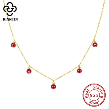 

Rinntin 925 Sterling Silver Red Garnet Necklaces&Pendants Party Jewelry for Women Birthday Gift TSN149-R