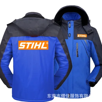 

2019 Winter Jacket Men for STIHL Thick Velvet Warm Coat Male Windproof Hooded Jackets Outwear Casual Mountaineering Overcoat Z