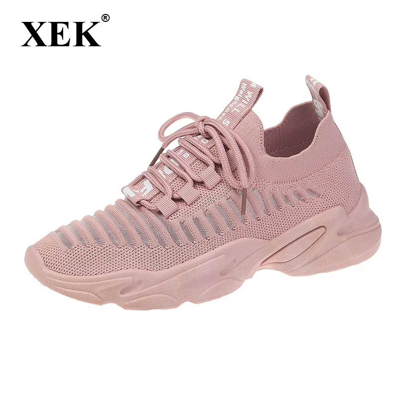 

LFFZ Pantshoes Comfy Breathable Mesh Trainers Chunky Heels 4cm Women's Platform Sneakers Women Shoes Casual Female Shoes ST424
