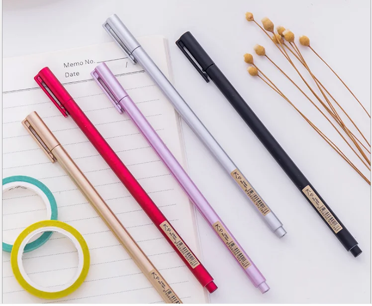 100pcs/Lot Gel Pen Wholesale Creative Metal Feel Neutral Pen 0.5mm Sarbon Black Student Office Writing Supplies GP779