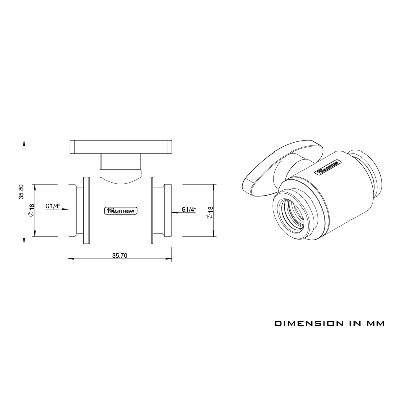 Válvula de Água com Alça Plástica Corpo de Bronze g1 Fêmea Interna para Fêmea Interruptor Refrigeração a Água Acessórios para Computador Tqfs-v1 - Imagem 5