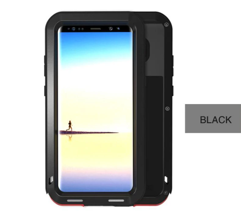 LOVE MEI Алюминиевый металлический чехол для samsung Galaxy Note 8, чехол, мощная броня, противоударный чехол для телефона, для samsung Note 8, Note8, чехол - Color: black case