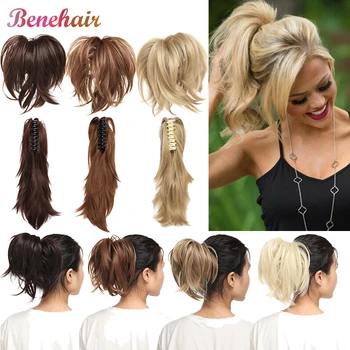 

BENEHAIR Fake Claw Ponytail Clip In Hair Extensions Messy Hair Bun DlY Style Synthetic Ponytail Updo Hair For Women