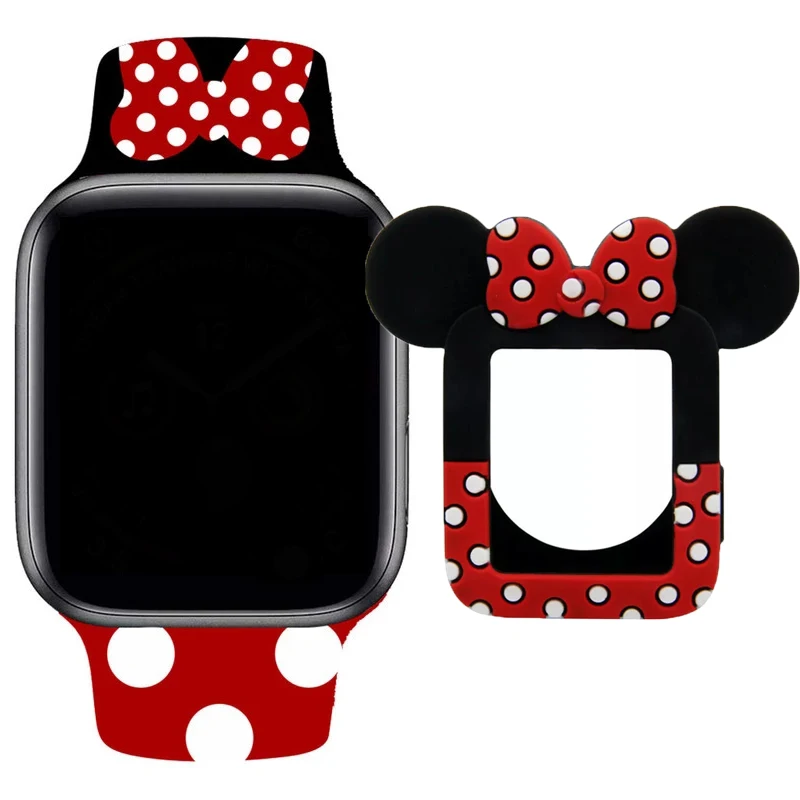 Silicone Band Case for Apple Watch 38mm 42mm 40mm 44mm Cartoon Mouse Printed Strap Iwatch Series 5 4 3 2 1 Wristbands | Наручные часы