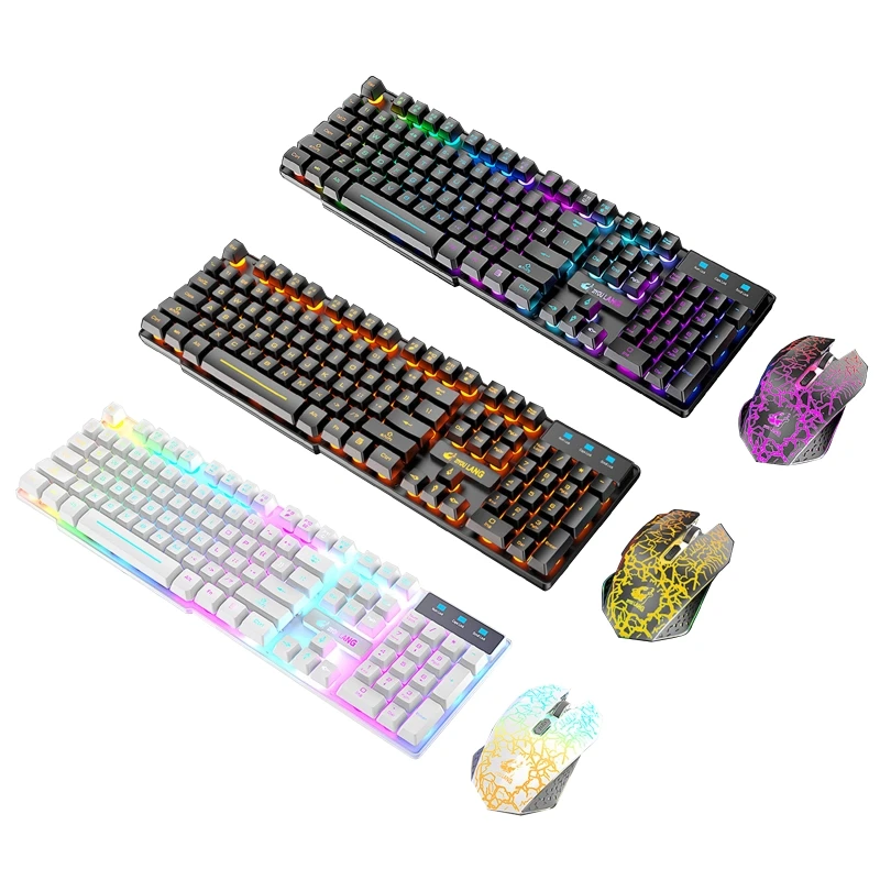 

2.4G Wireless Gaming Keyboard Mouse Set Colorful LED Breathing Light 3 Gear DPI Adjustable Computer Laptop Gaming Keyboard