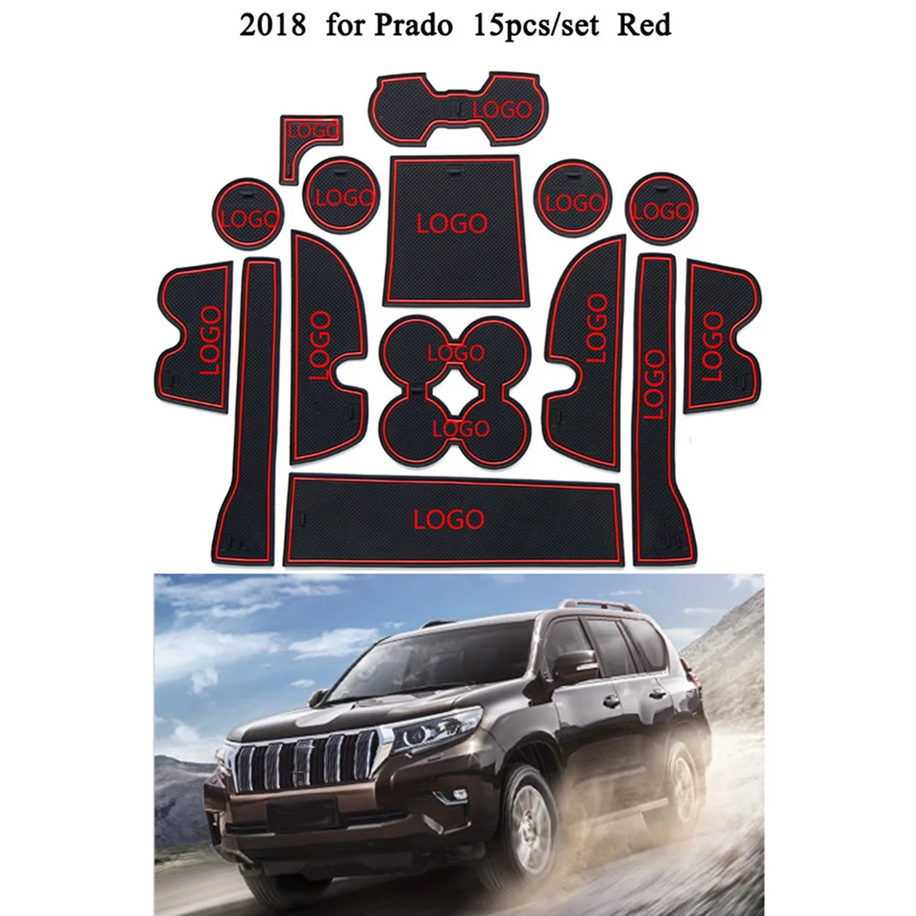 

15pcs Replacement for Toyota Land Cruiser Prado 2018 Car Door Pad Auto Gate Slot Cup Holder Non-slip Mat