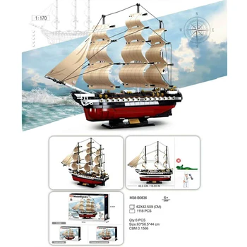 

1118Pcs 1:170 3D Puzzles Bulidng Block Model Ship USS Constitution Sailing Frigate Bricks Toys Gift For Collection