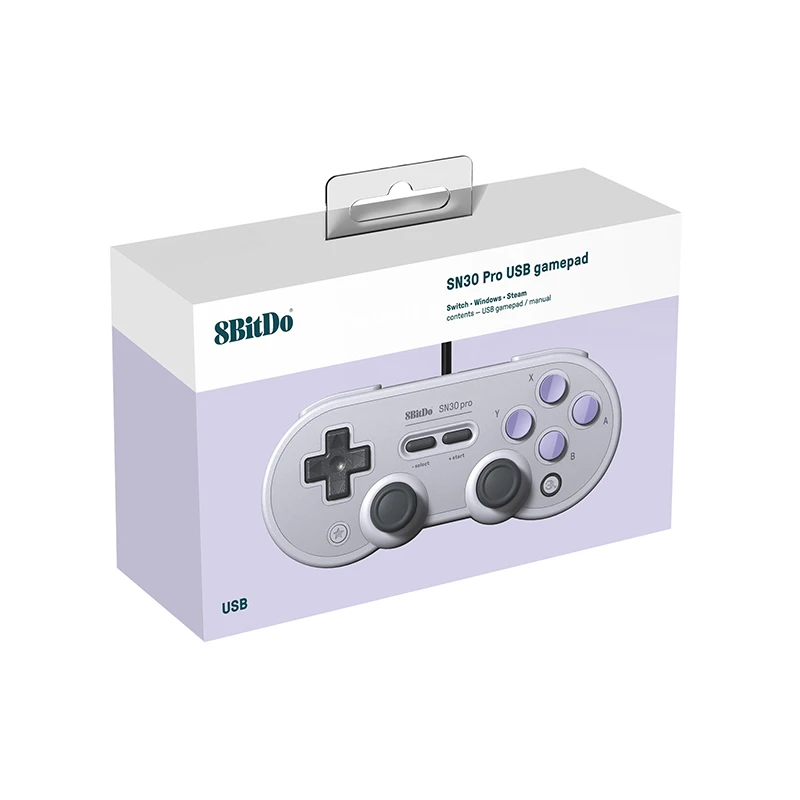 Gamepad 8bitdo sn30 pro com fio usb,