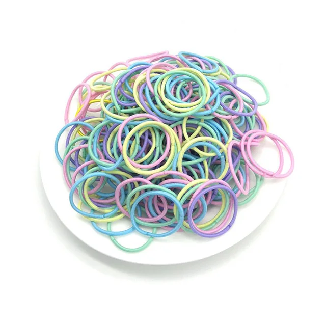 100pcs/Set Girls Colorful Nylon Hair Bands Children Ponytail Holder Scrunchie Small Elastic Headband Cute Kids Hair Accessories 100pcs style 7