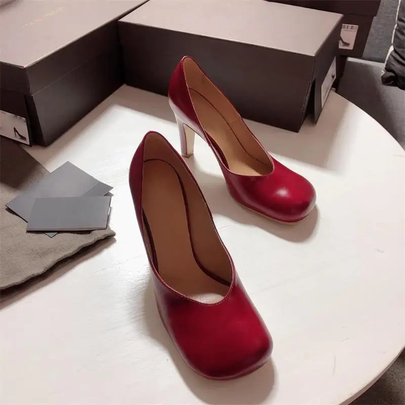 Scarpe Donna Women Shoes Pumps Retro Mules Spring New Design Square Toe Solid High Heels Shoes Women Shallow Ladies Shoes - Цвет: As Pics