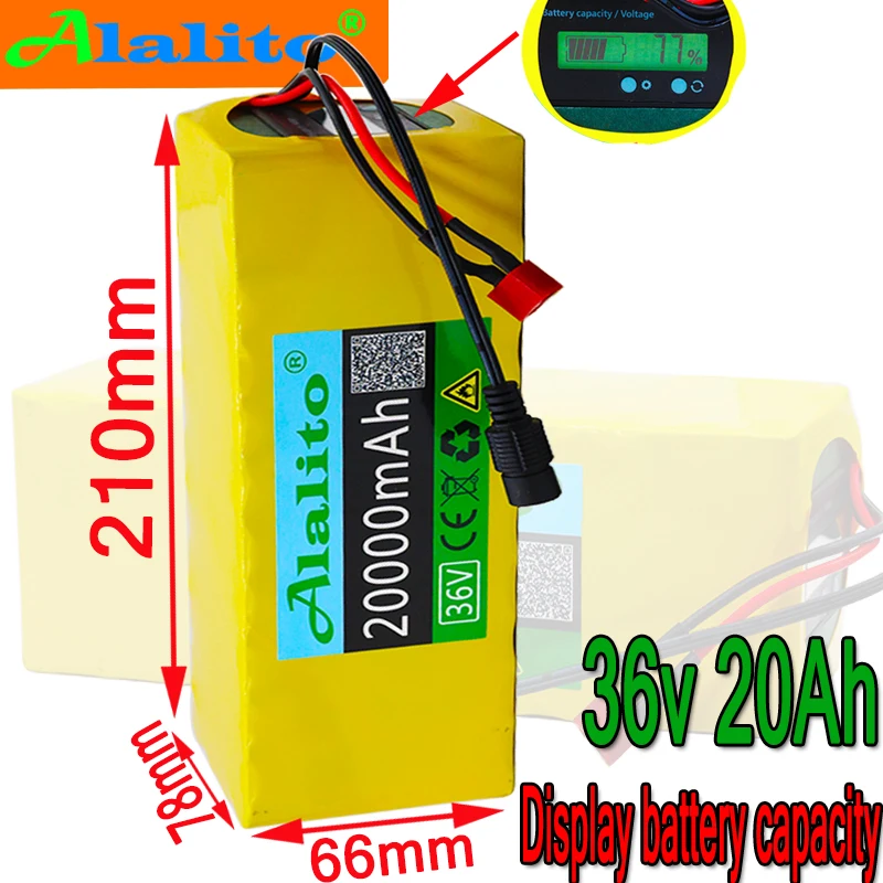 36V батарея 10S4P 20Ah Дисплей емкость батареи батарейный блок 500W высокая мощность 42В