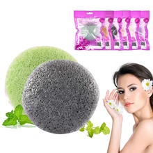 Forma redonda konjac esponja cosmética puff rosto limpeza esponja natural konjac sopro lavar flutter limpeza facial da pele limpa ferramentas