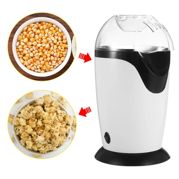 

300ML Mini Electric Hot Air Popcorn Maker Popcorn Popper Machine with Measuring Cup Top Cover Low Fat No Oil Needed(EU)