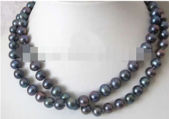 01488 3" 8-9 мм AA Павлин пресноводный жемчуг Ожерелье Strand ювелирные изделия