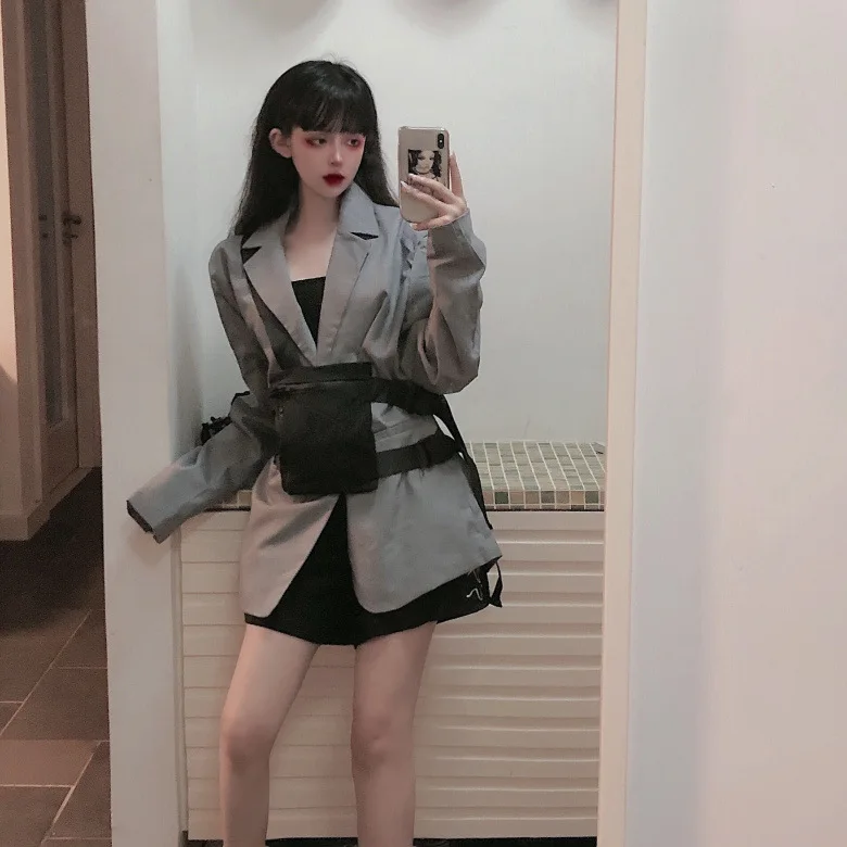 Тонкий Повседневный маленький костюм с длинными рукавами в корейском ретро-западном стиле для фотосессии