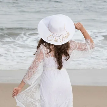 

custom text logo hat Personalise Floppy Straw sun cap brithday Large Brim beach Hats honeymoon gift bridesmaid gift any language