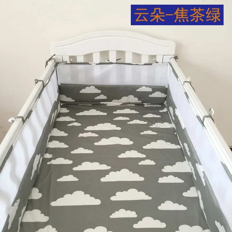 yunduojiaochalv Антиколлизия цельная детская кроватка кровать бампер, 180*30 см детская защита для кроватки для новорожденных, безопасная детская кровать вокруг льняной кроватки забор - Цвет: yunduojiaochalv