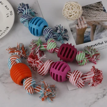 

Pet Cat Dog Rope Chew Toys Bone Ball Animal Shape Pets Playing Knot Toy Cotton Teeth Cleaning Toys for Small Pet Puppy